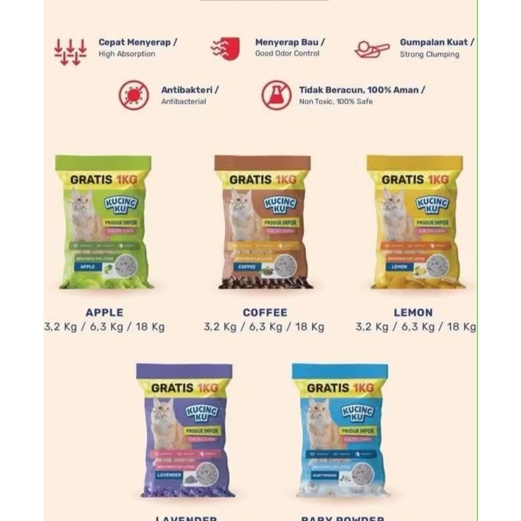 Pasir Gumpal Kucing 25L cat sands kucing cat litter catlitter