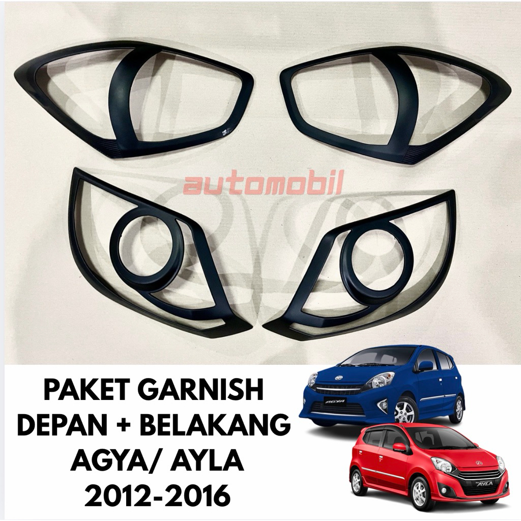 Garnish Lampu Depan Belakang Toyota Agya Daihatsu Ayla 2012-2016 Hitam Doff Cover Variasi Mobil