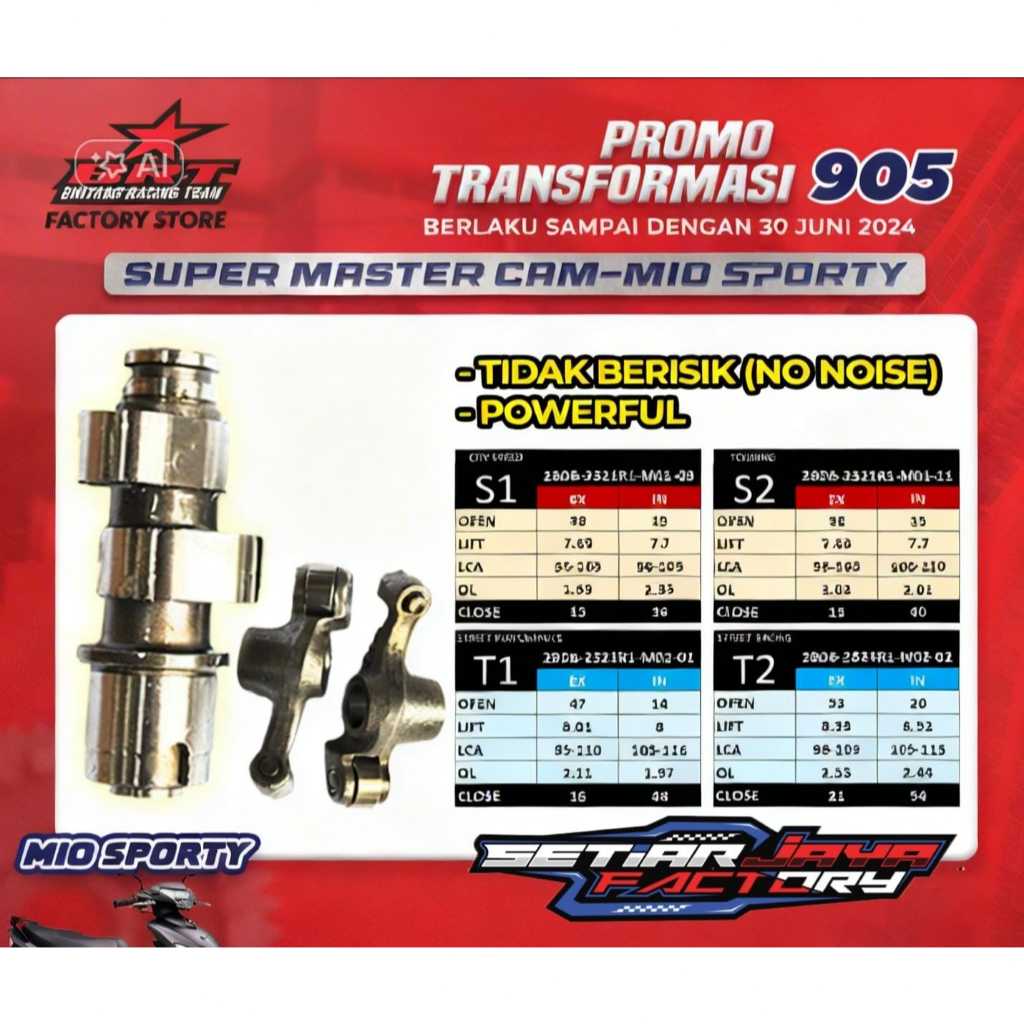 Mastercam Noken As BRT Mio Karbu Sporty Smile Soul Nouvo Tipe S1 S2 T1 T2 R2 R16 R25 R65 Camshaft Se