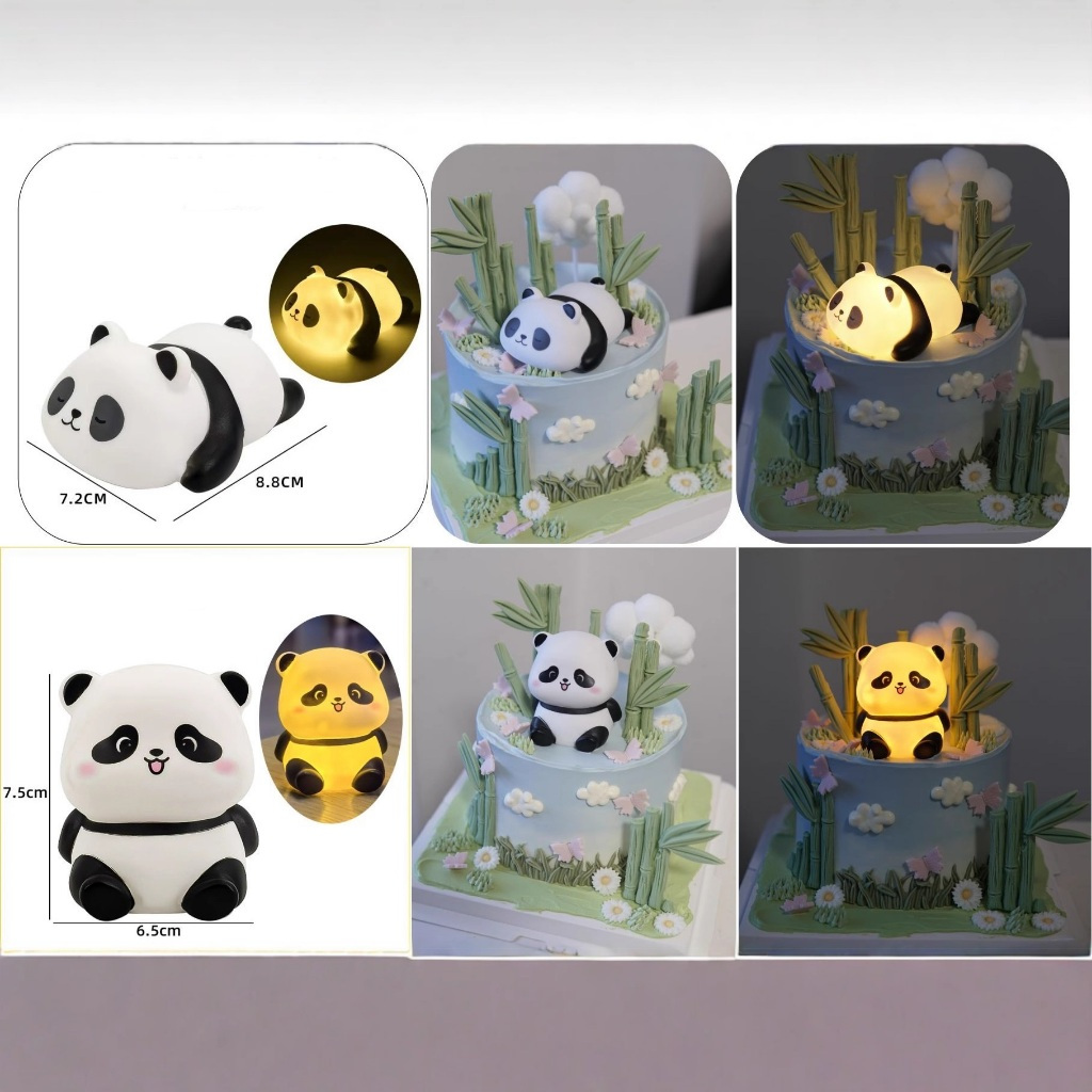 Cake Topper Ulang Tahun Anak Tema Panda Lucu dan Murah / Hiasan Cake Panda LED