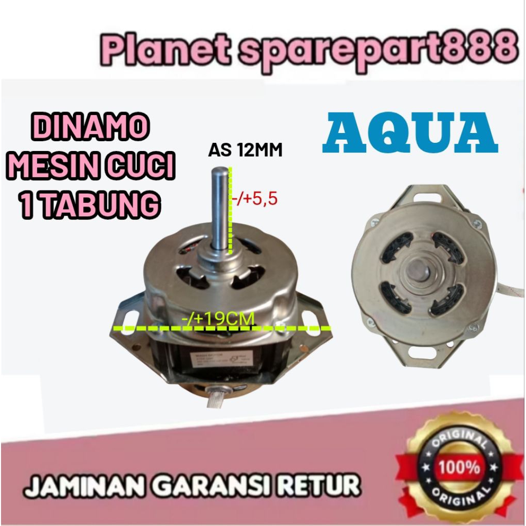 original dinamo mesin cuci AQUA 1 tabung as 12mm
