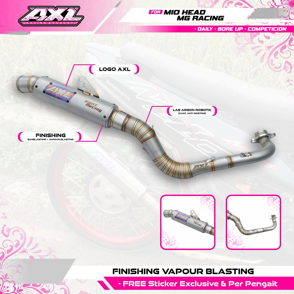 KNALPOT MIO 4 KLEP HEAD MG RACING VAPOURBLASTING