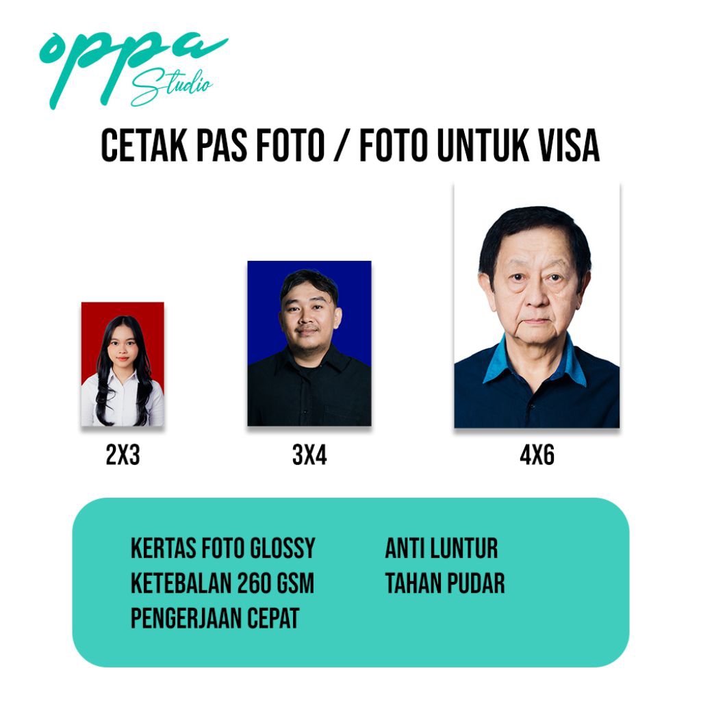 Cetak Pas Foto / Visa Custom Premium | ukuran 2x3, 3x4, 4x6