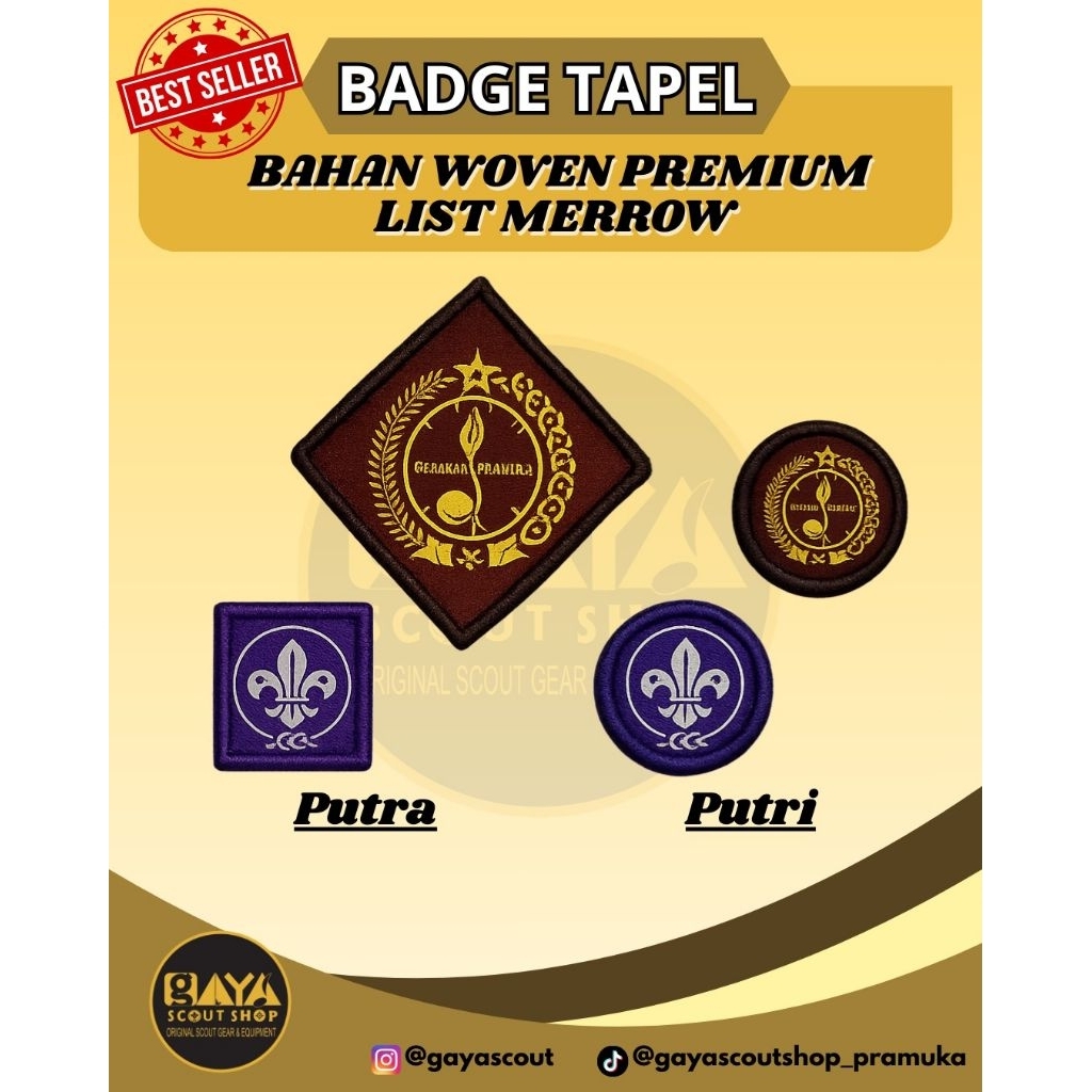 Badge Pramuka Tapel & Wosm Woven Premium List Merrow