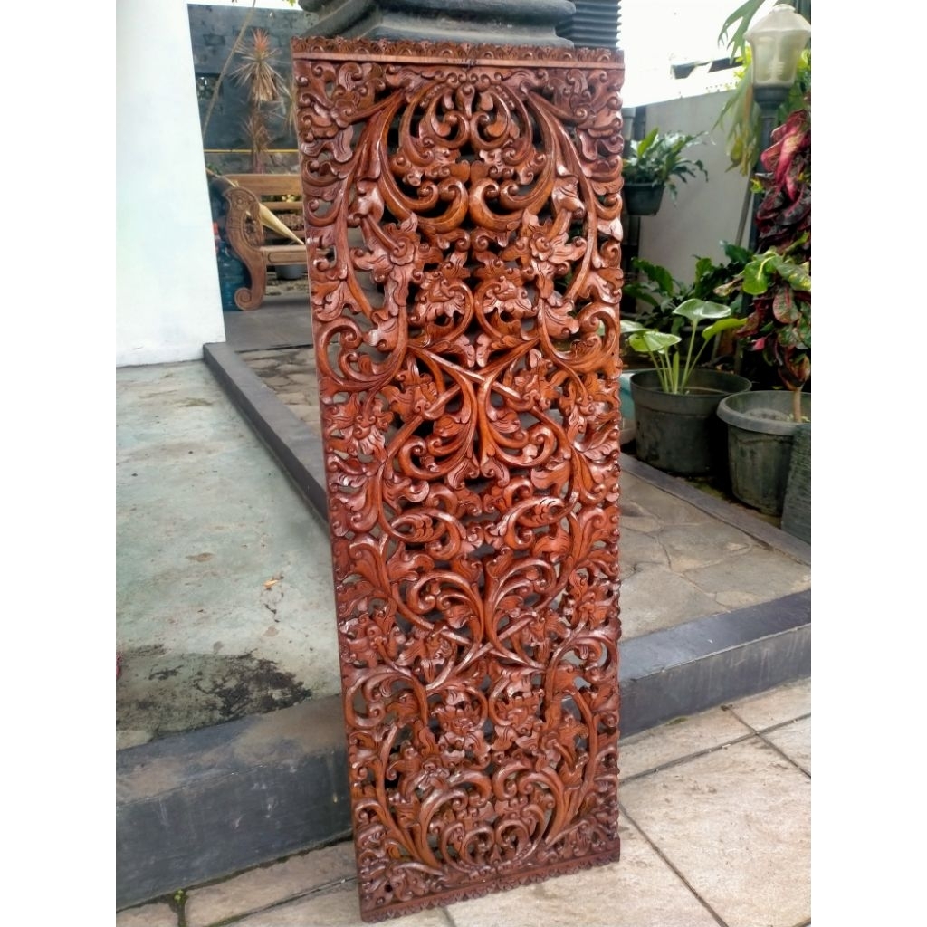 Ukiran tempel kayu jati, Hiasan dinding, Ornamen kayu ukiran, Ukiran kayu jati