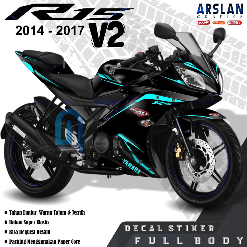 Terbaru Decal R15 V2 Full Body Gagah - Stiker R15 V2 Keren - Variasi Black Edition