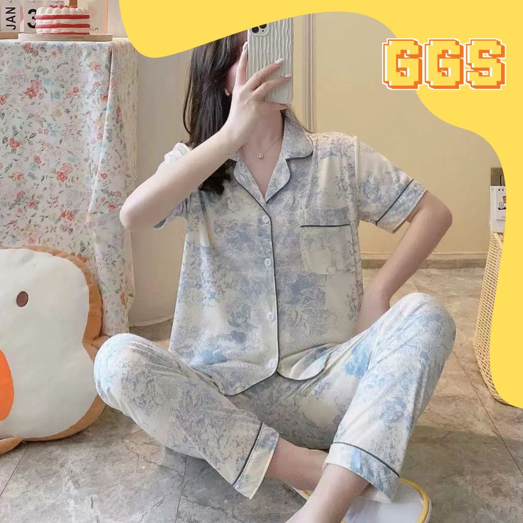 GGS Piyama Wanita Set Kemeja Premium Baju Tidur Cewek Lengan Pendek Celana Panjang Busui Friendly St