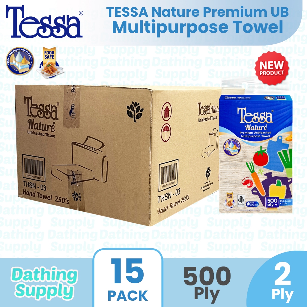 ( GROSIR 1 DUS ) Tissue Tessa Nature Premium Food Safe Dus Isi 15 Pack x 500 Ply / Tisu Tarik Dapur 