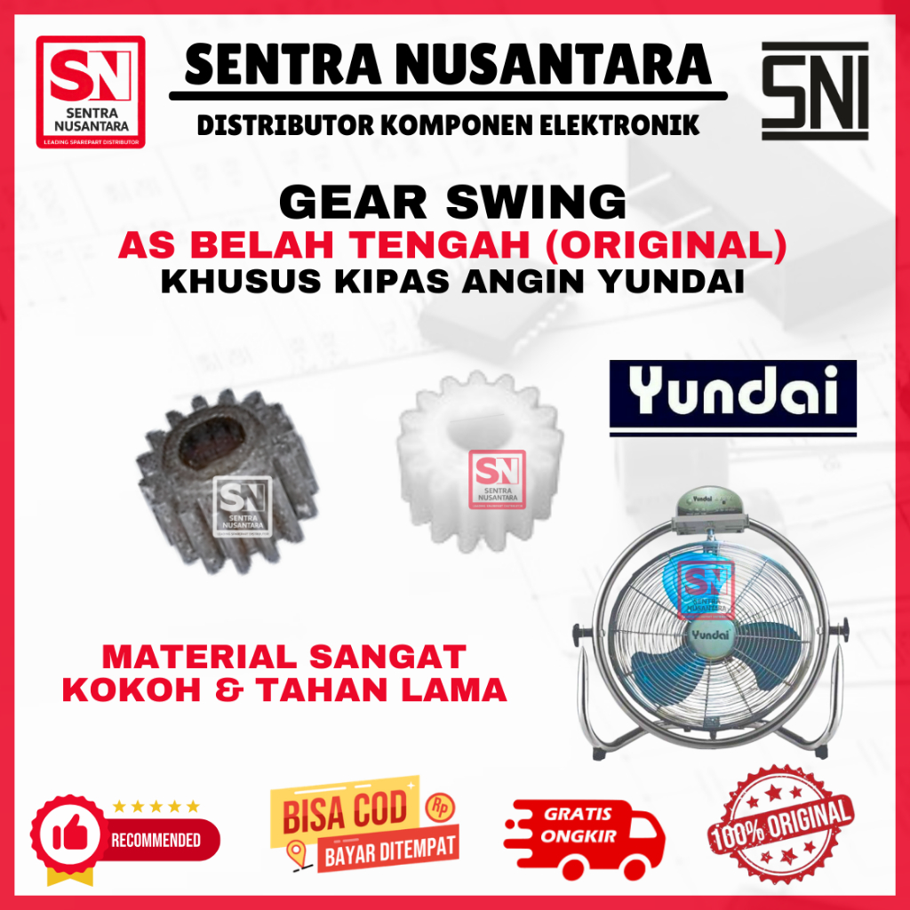 GEAR KIPAS ANGIN AS BELAH TENGAH KHUSUS MERK YUNDAI ORIGINAL | GIGI SWING DINAMO KIPAS ANGIN YUNDAI 