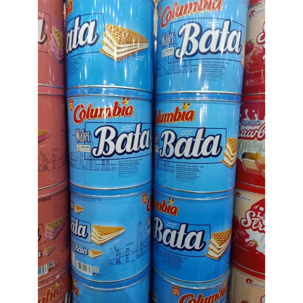 Columbia bata wafer cream vanila kaleng 250g