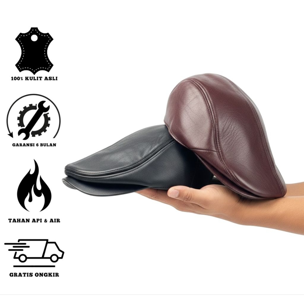 TOPI PRIA MODEL PET/TOPI KODOK 100% KULIT ASLI