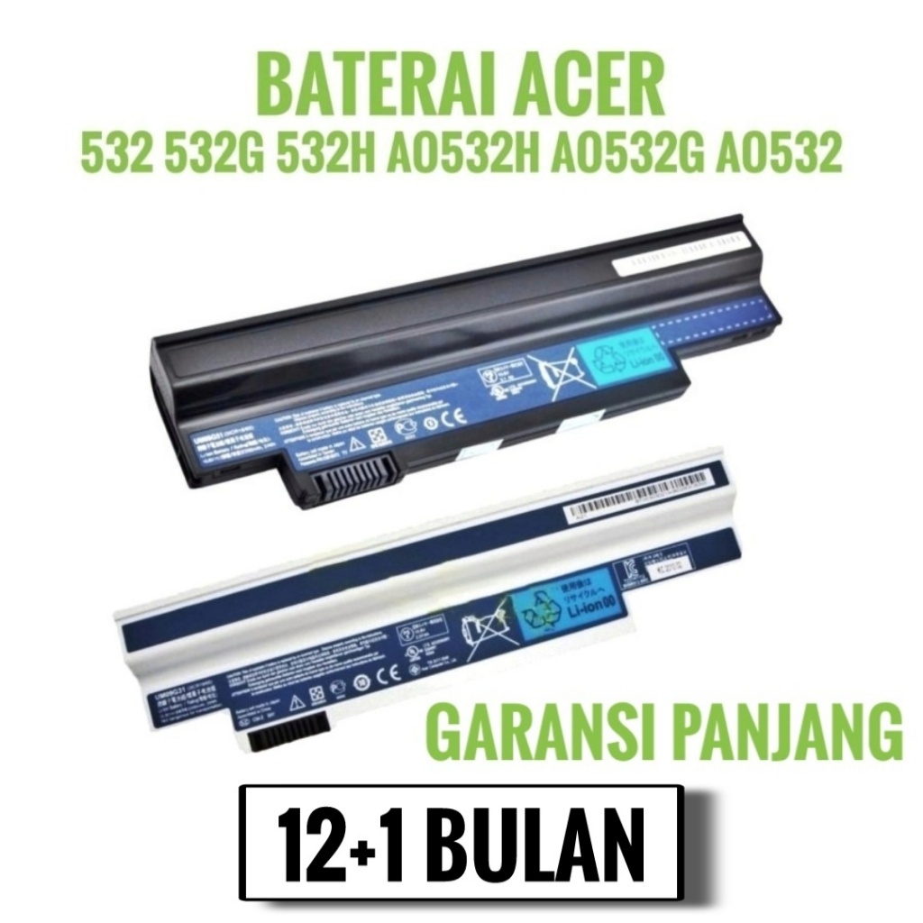 ORIGINAL BATERAI ACER 532 532H 532G AO532 AO532H AO532G NAV50 UM09G31 LOW WHITE