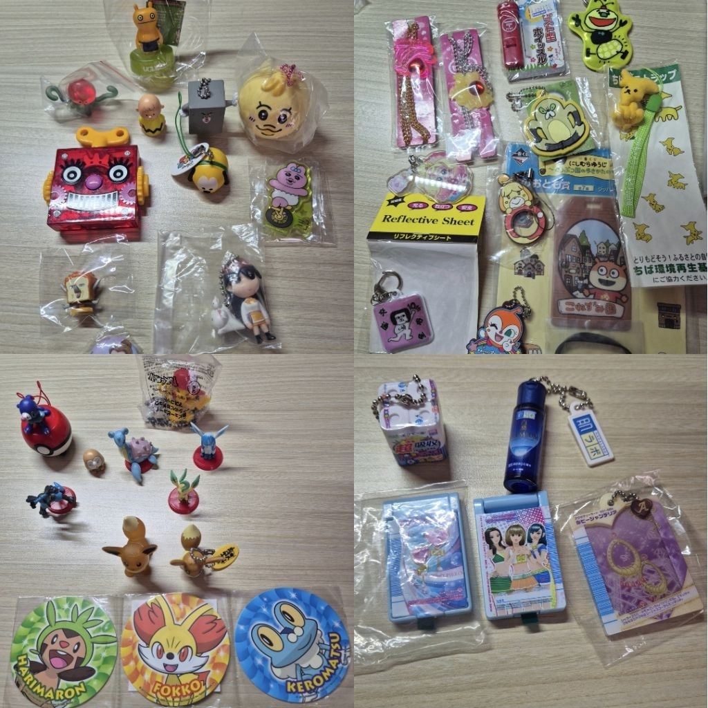 Japanese Trinkets Mini Figures Gachapon Keychains Mixed Love & Berry Pokemon Anpanman Azumanga Daioh