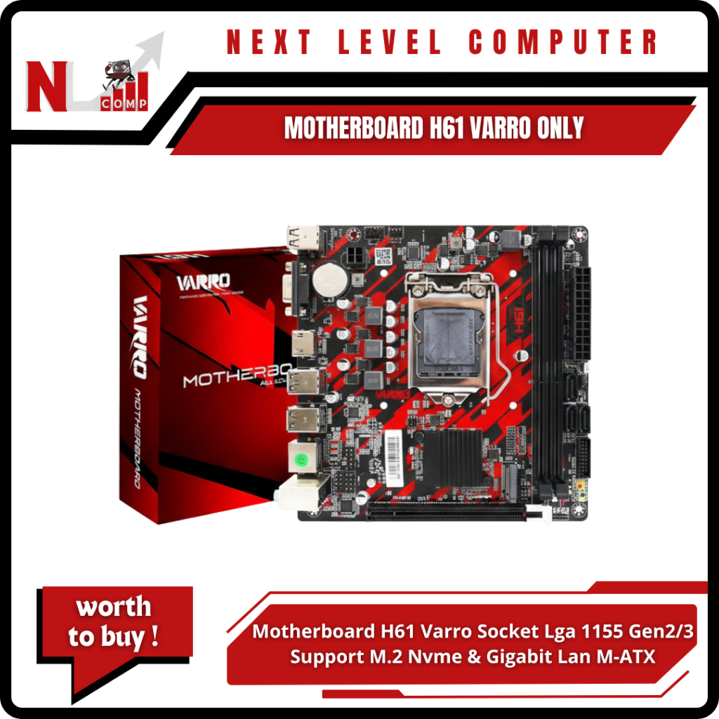 MOTHERBOARD Office/Editing/Gaming H61 VARRO - MAINBOARD ONLY H61 Chipset Express LGA1155 Support NVM