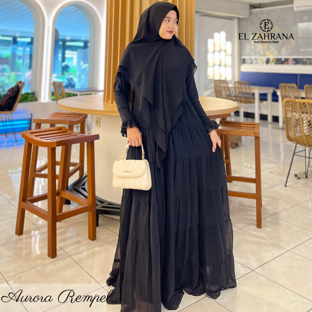 Maura Dress Gamis Motif Syar'i Set Khimar Ceruty Babydoll | Dress Muslimah Romario Premium Rok Lebar