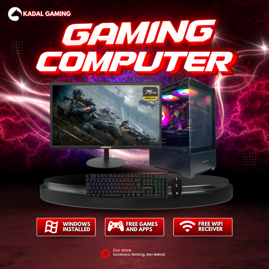 PC GAMING EDITING INTEL CORE I5 4570 VGA RADEON RX 570 4GB 16GB RAM SSD FULLSET HITAM