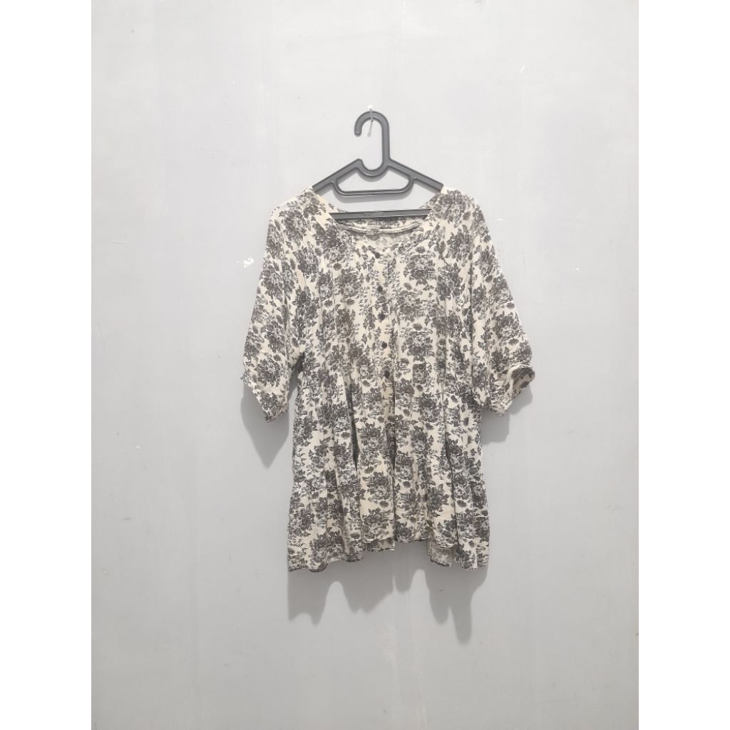 Blouse Babydoll Rayon Lengan Balon ld 120