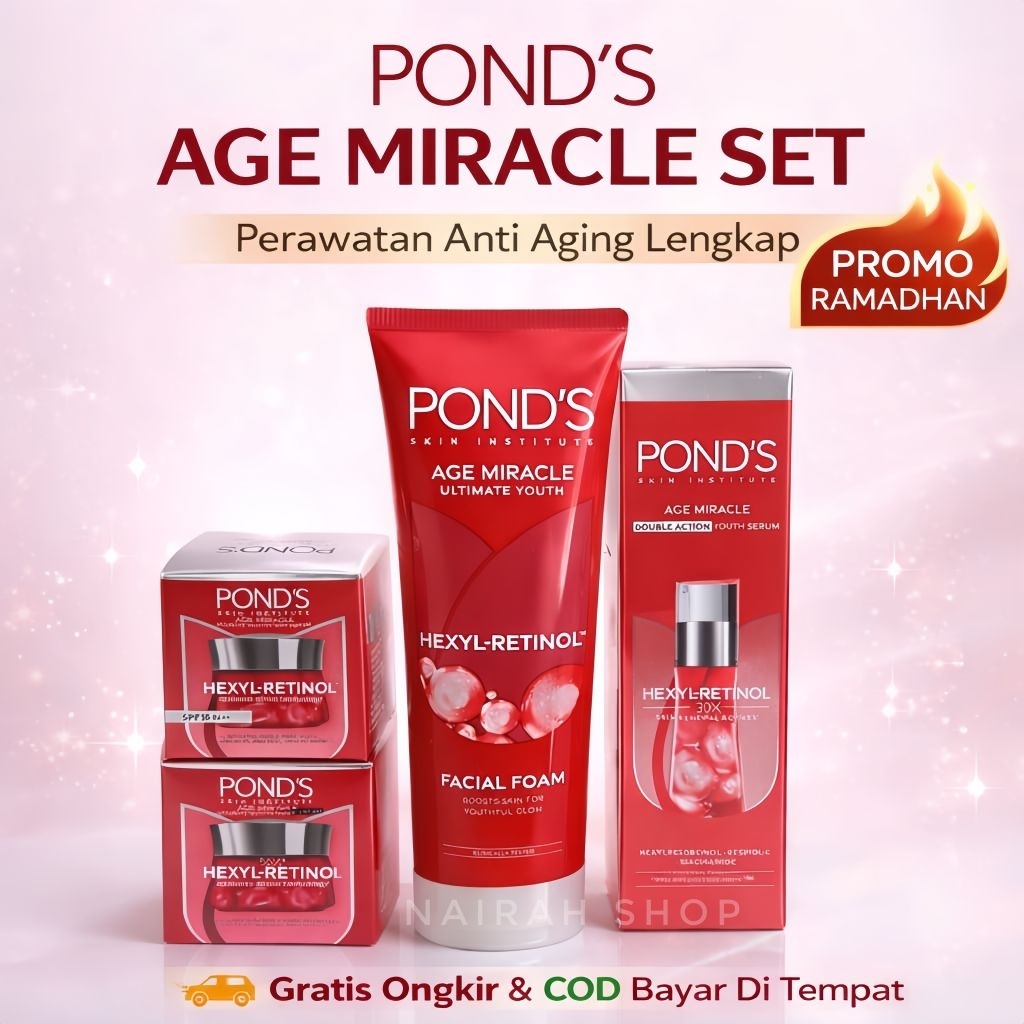 paket hemat ponds age miracle antiaging kerutan penuaan flek hitam mencerahkan