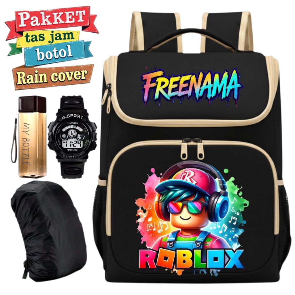 Tas Ransel Sekolah Anak Laki-laki Perempuan TK SD Karakter Roblox - Tas Anak Roblox Free Nama