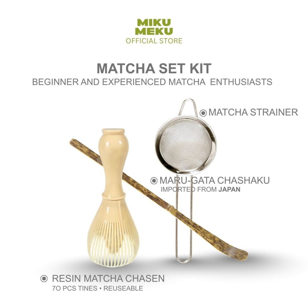 [SET MATCHA] Alat buat Matcha Set 3 in1 – Chasen + Chashaku + Saringan Teh Jepang by Miku Meku