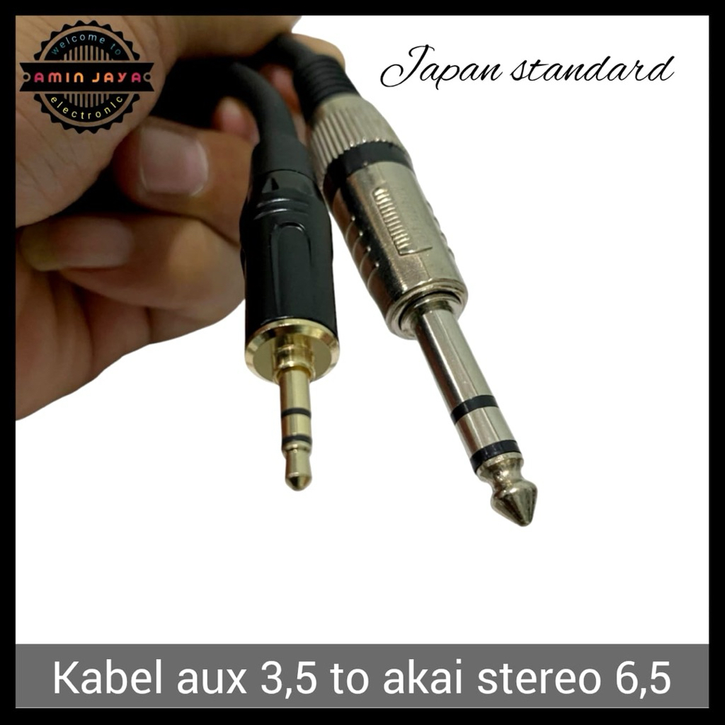 Kabel Aux mini stereo to akai stereo / kabel jack aux kecil ke besar