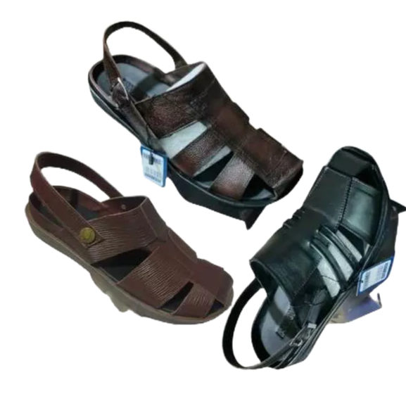 Sepatu Sandal Pria Kulit Asli - Sepatu Selop Bustong Cowok Kokoh, Anti Slip Nyaman Dipakai Harian