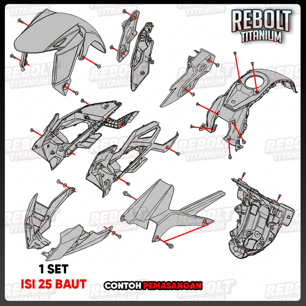 Baut Titanium Full Set Body CB150R K15P V4 Grade 5 REBOLT