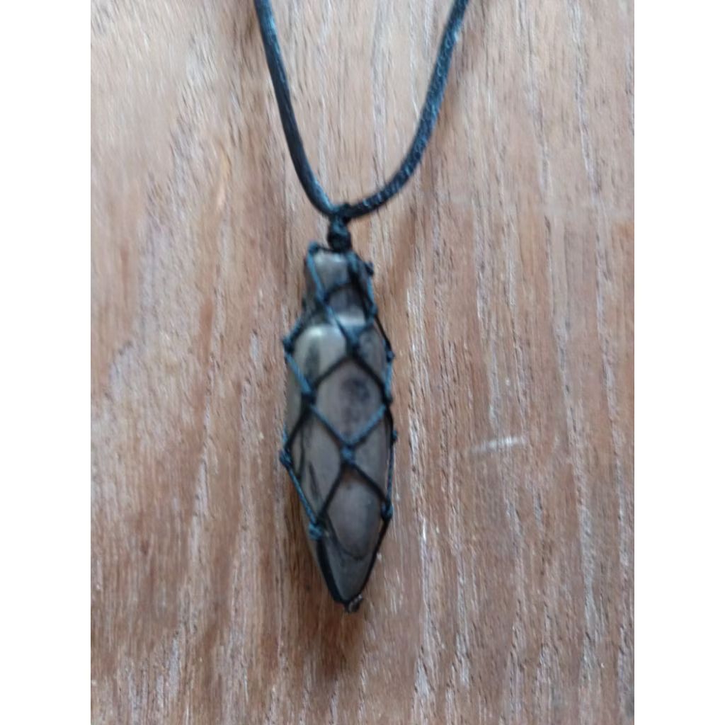 Kalung jaring batu akik kembang kantil tali hitam