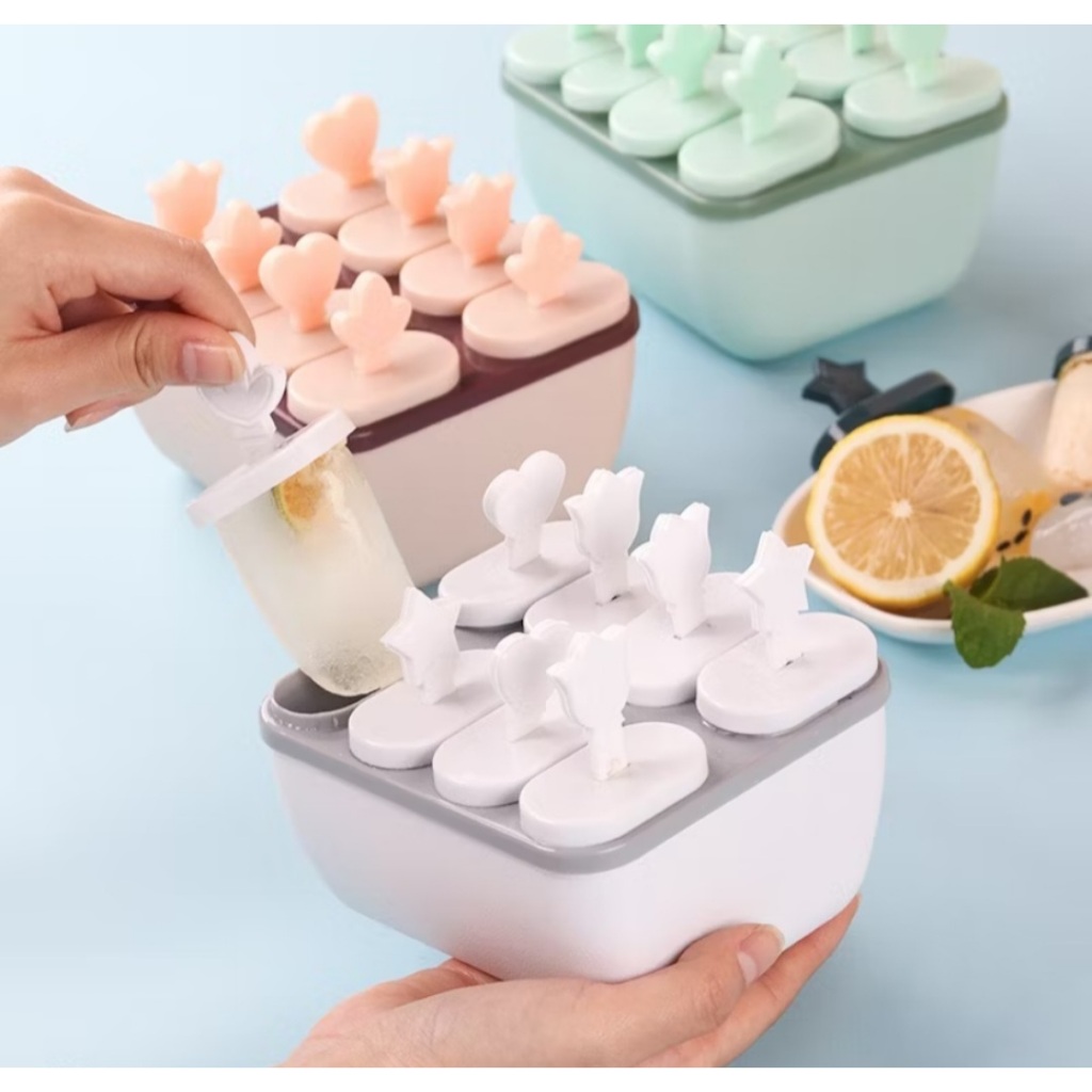 YJG Cetakan IceCream 8Slot Gagang Stik Motif Lucu/Alat Pencetak Es Krim