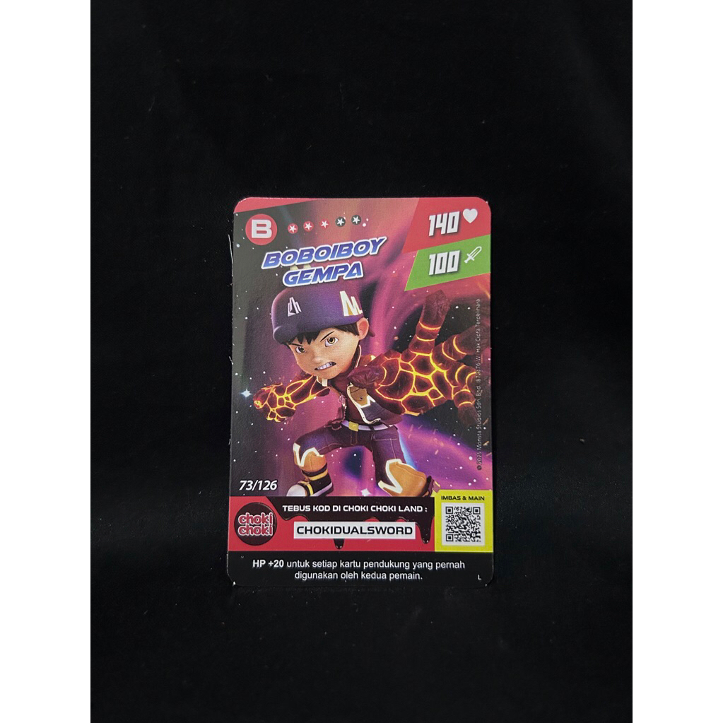 1(satu)pcs Kartu BOBOIBOY GEMPA 73/126 Kartu Boboiboy Choki-Choki