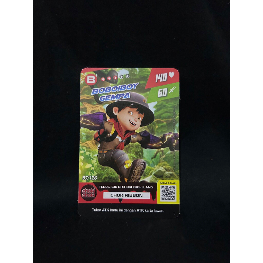 1(satu)pcs Kartu BOBOIBOY GEMPA 87/126 Kartu Boboiboy Choki-Choki