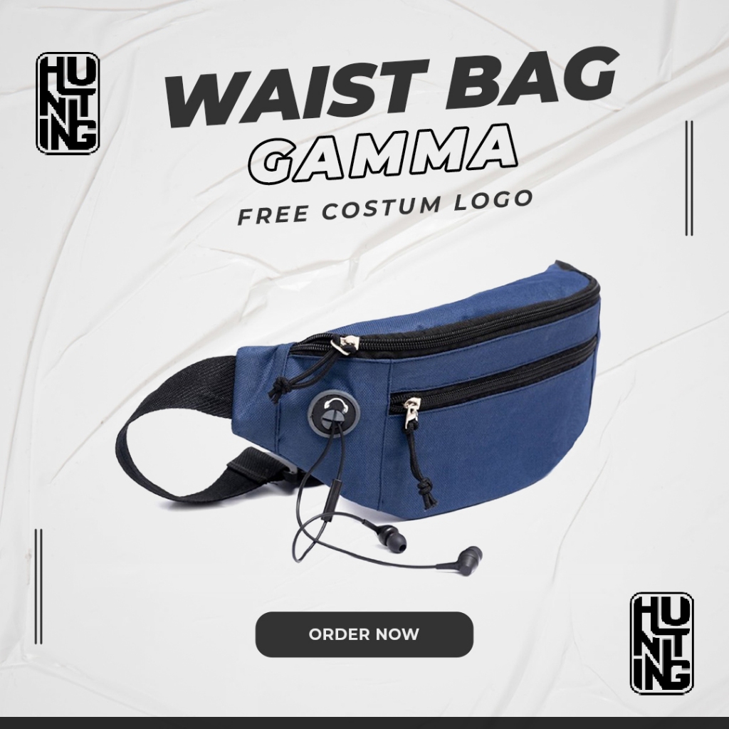 WAISTBAG CUSTOM GAMMA HUNTING TAS SELEMPANG GROSIR Murah Tas Custom Logo Mercendise Event - NAVY