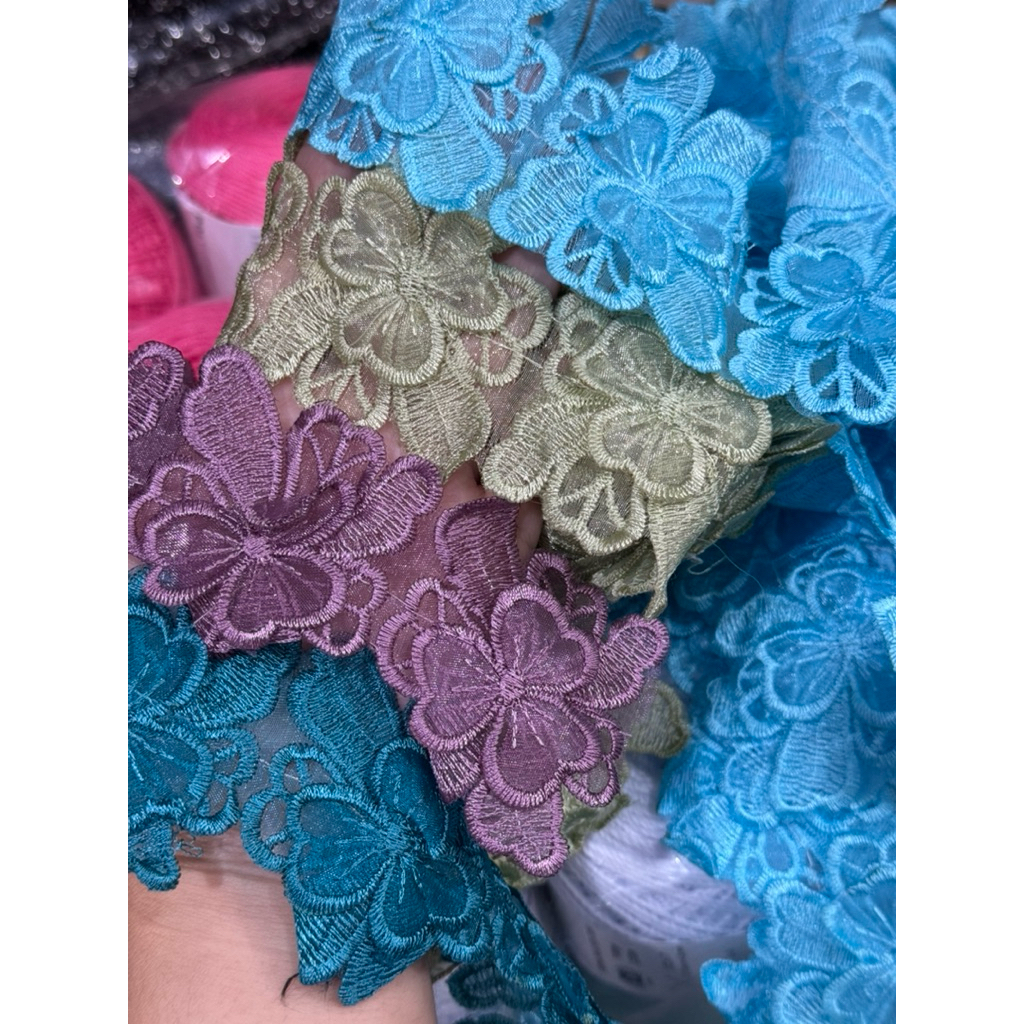 [5 Bj] Renda Bunga Bordir Kca /Renda Jahit / Renda Bunga 3D