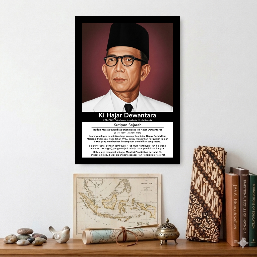 KaryaCetak.id - Poster Edukasi Ki Hajar Dewantara - Bapak Pendidikan Nasional - Wall Decor Tokoh Nas