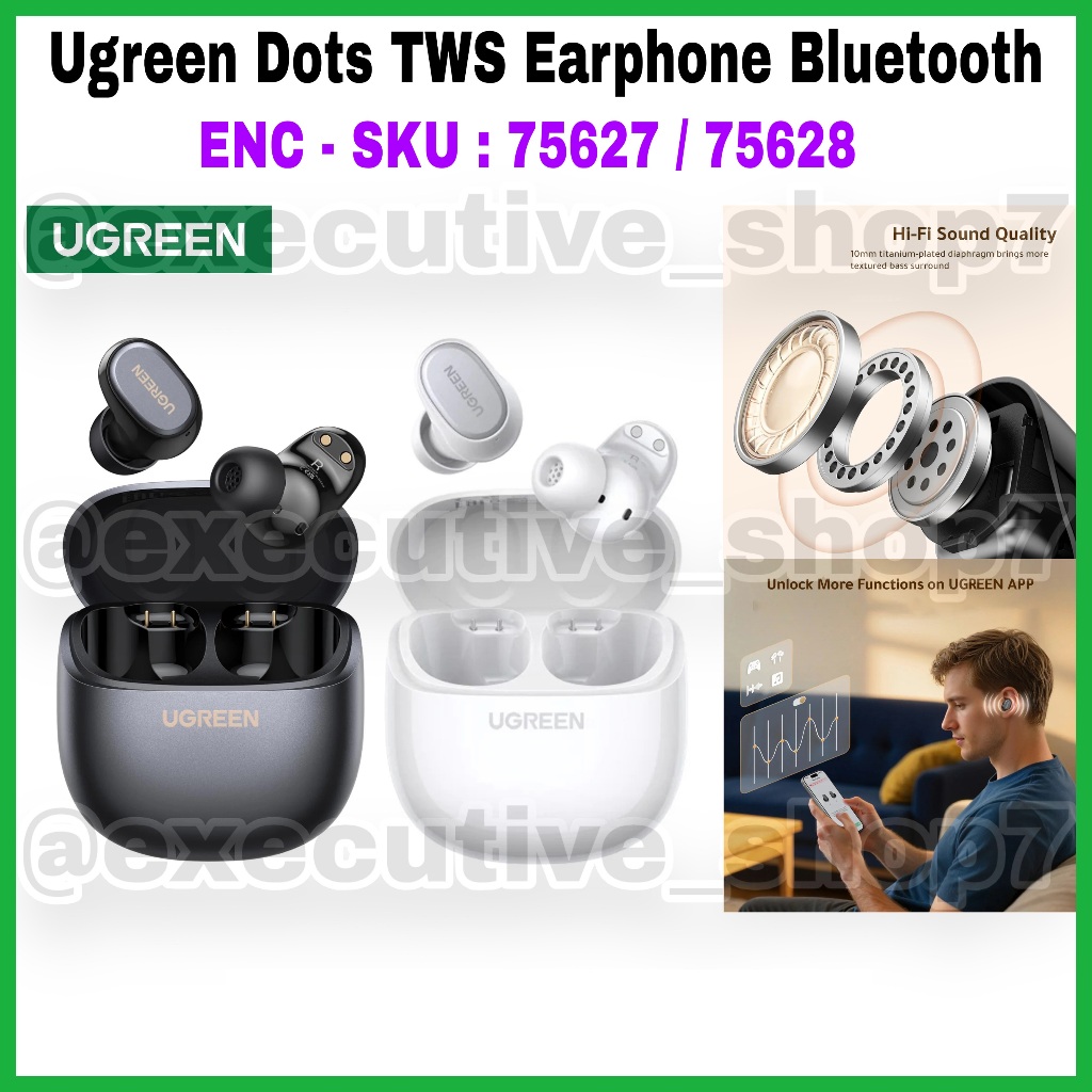 Ugreen Dots TWS Earphone Bluetooth ENC - SKU : 75627 / 75628