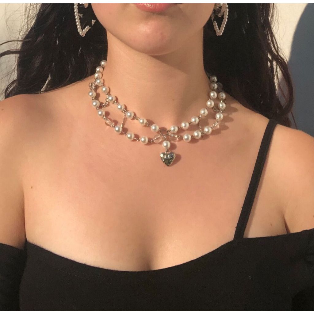love silver pedant with pearl necklace