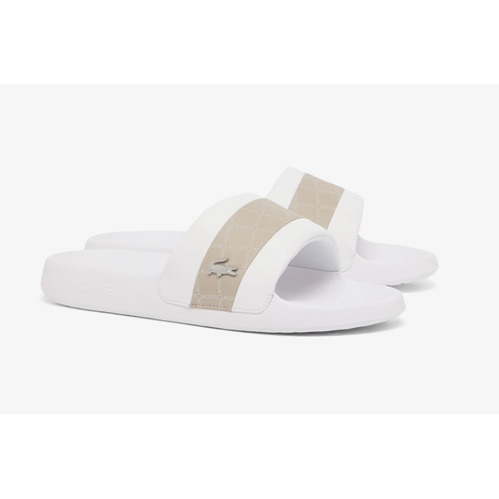 Sandal Slide Slop Lacoste Pria Lacoste White Putih
