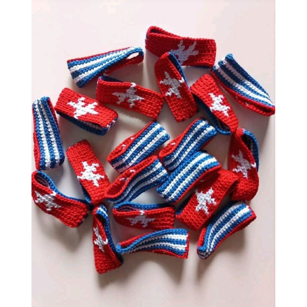 (2 pck) gelang tangan rajut papua motif bendera bahan Pollycerry