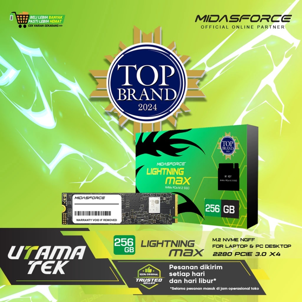 SSD NVME M.2 256GB MIDASFORCE LIGHTNING MAX SSD NVMe M.2 PCIe Gen3 x4 NVME