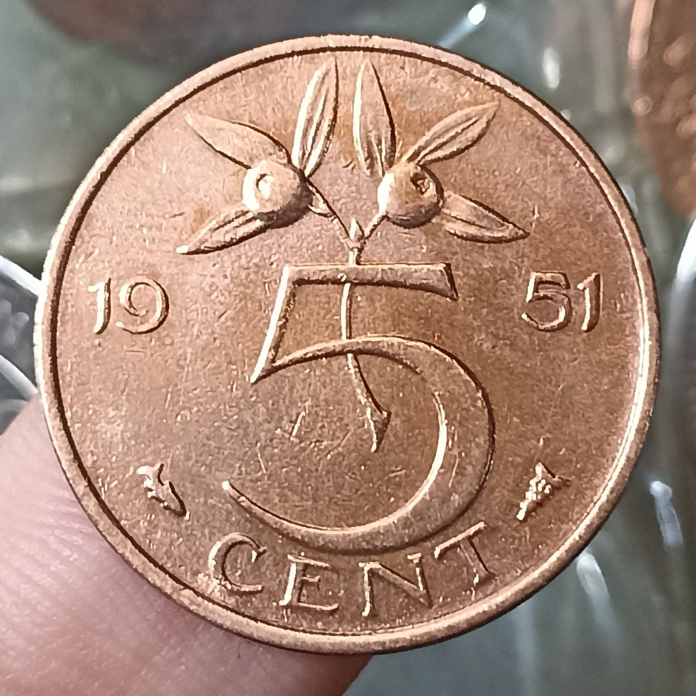 Koin Kuno Belanda / Netherlands 5 Cents - Juliana 1951
