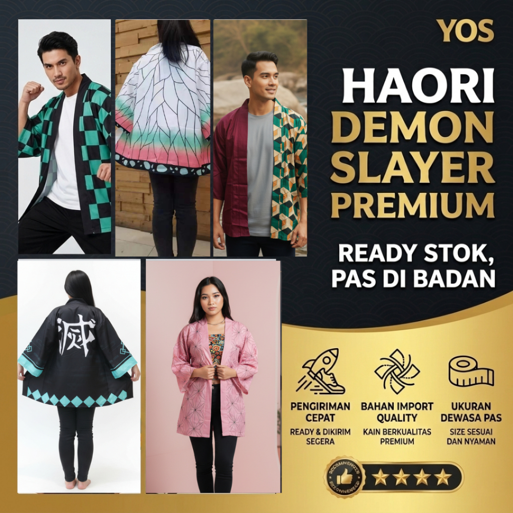 Baju Kimono Demon Slayer Dewasa Haori Anime Tanjiro Giyu Kanji Jepang Cosplay Kimetsu No Yaiba Impor