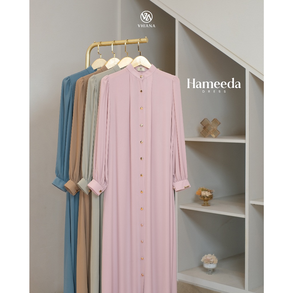 [VHIANA] HAMEEDA DRESS // Gamis Kancing Casual Premium