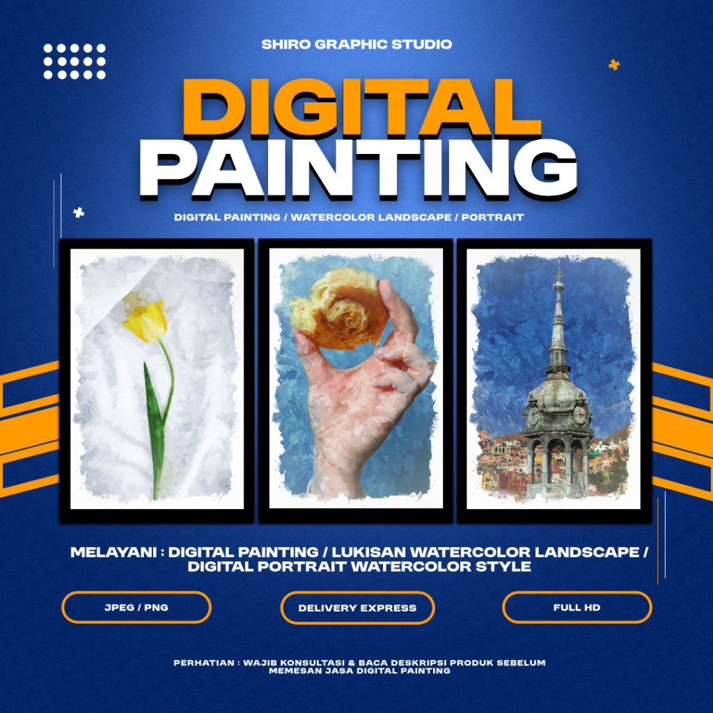 Jasa Ilustrasi Digital Painting / Lukisan Watercolor Landscape / Digital Portrait Watercolor Style