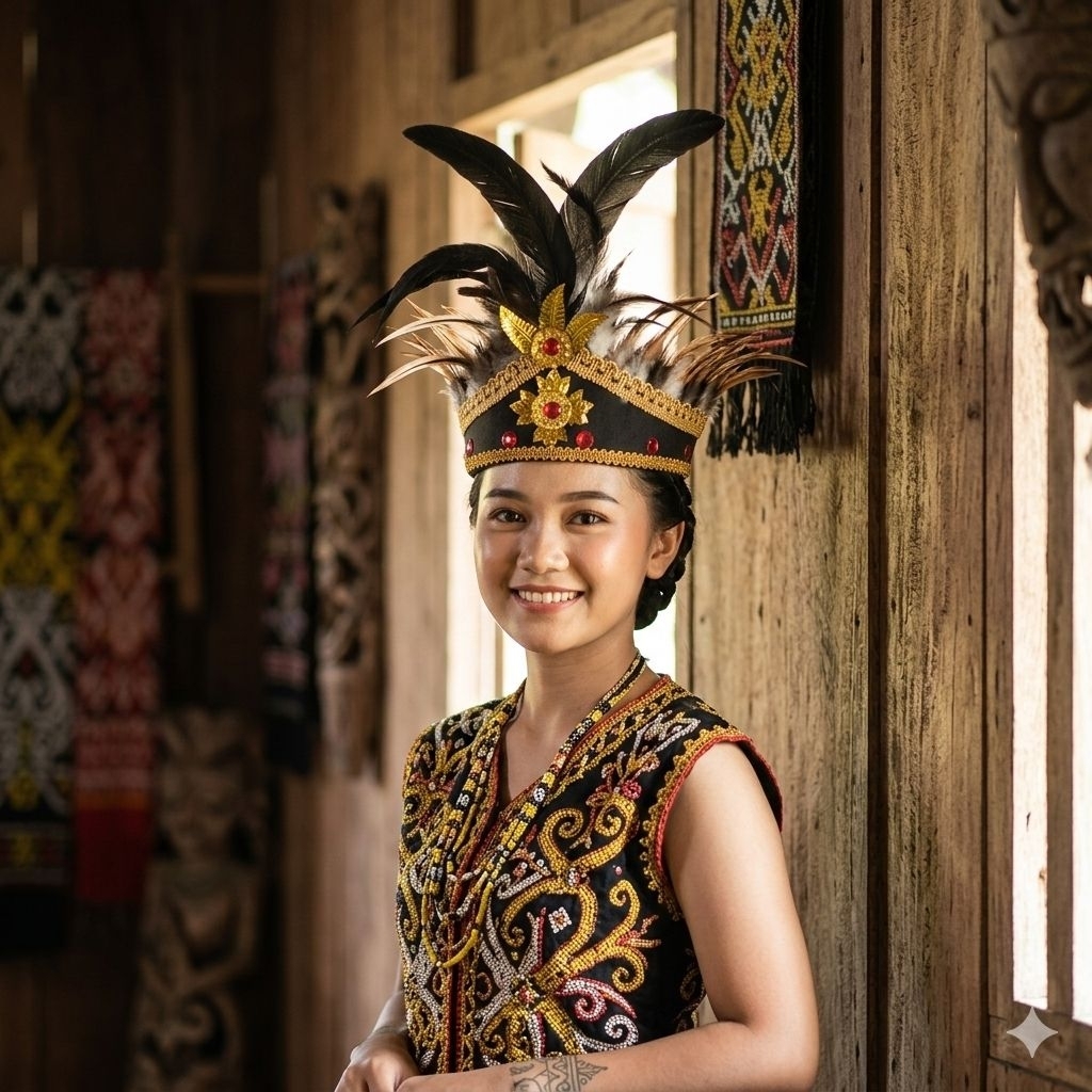 Mahkota Dayak Kalimantan Hiasan Aksesoris Kepala Adat Dayak