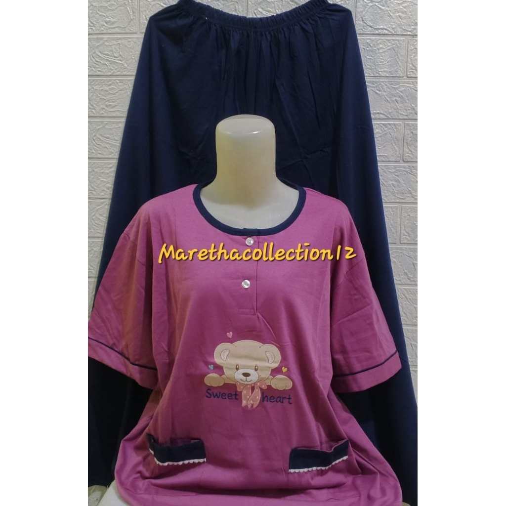 Babydoll AMRO CP Jumbo XXL label putih / setelan Babydoll amro lengan pendek celana panjang jumbo XX