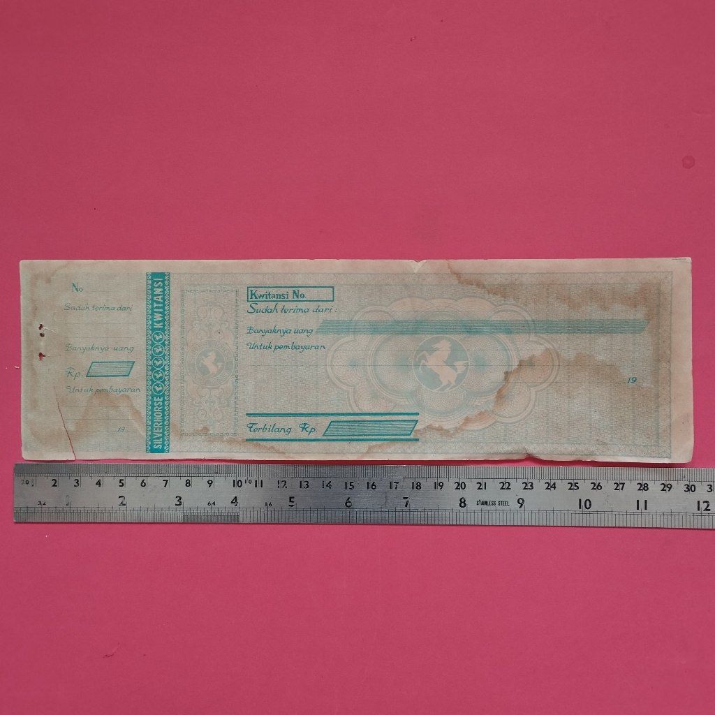 Kwitansi Medium Pemakaian Tahun 1990 an Silver Horse Warna Biru