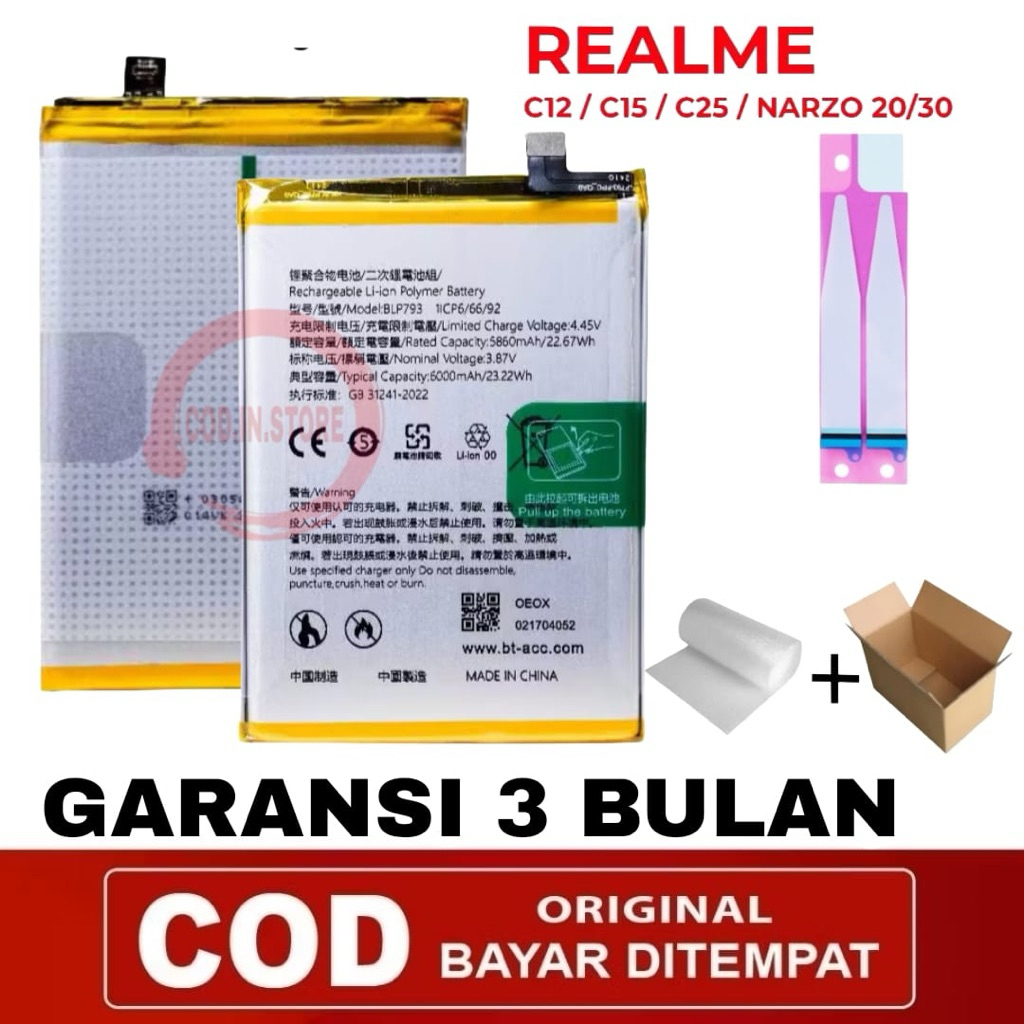 Batre Batray BLP793 Realme C12 / C15 / C25 / Narzo 20 / Narzo 30A Battray batu batre Otiginal