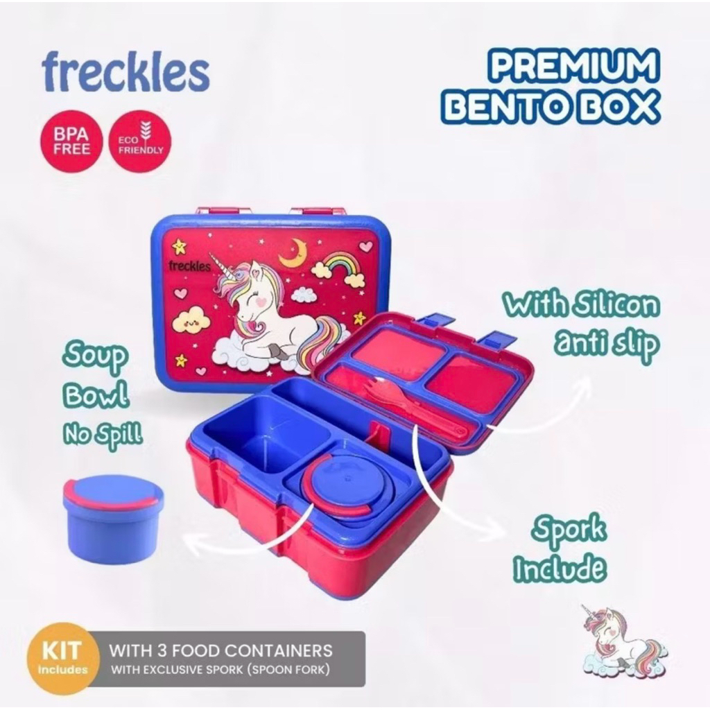 Freckles Bento Box - Tempat Makan Anak Sekolah Anti Tumpah BPA Free