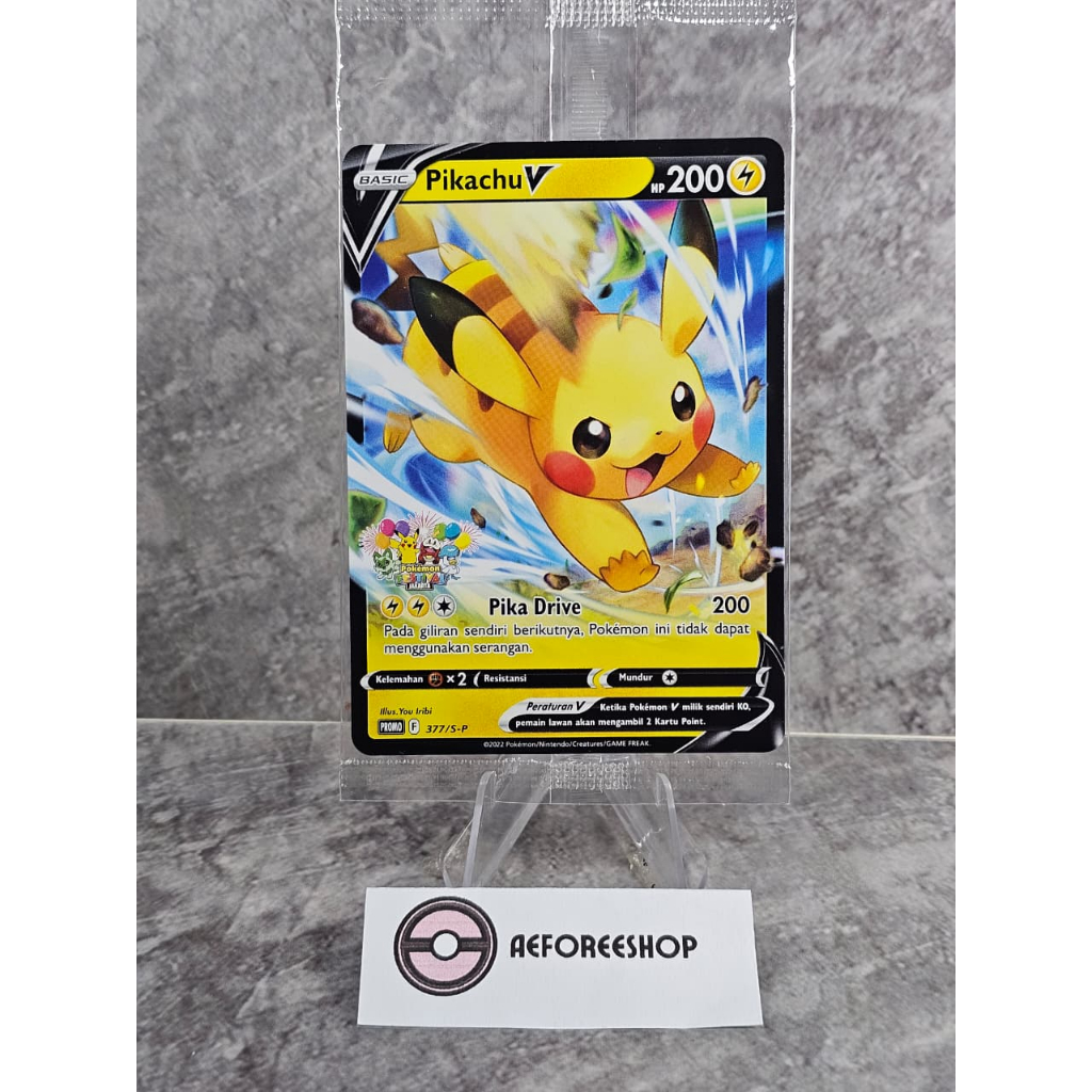 Kartu Pokemon Indonesia 2022 - Pikachu V Promo 377/S-P - Pokemon Festival Jakarta