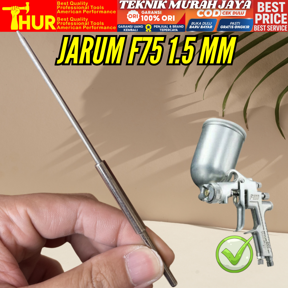 THUR JARUM SPRAY GUN NEEDLE 1.5 mm 1,5 mm F75 F 75G 75 SEMPROT CAT KENTARO JAPAN QUALITY F75S F75G S